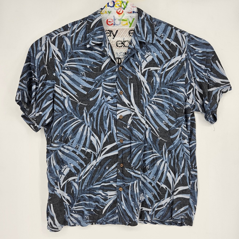 Vintage Kalaheo Shirt Mens 2XL Hawaiian Button Up Short Sleeve Blue Black